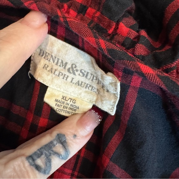 Ralph Lauren Denim & Supply Plaid Ruffle Western  Neckline With Tassel Shirt - Picture 6 of 6